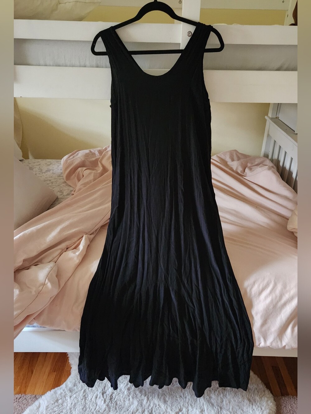FLAX Black Maxi Dress Fishtail Flounce Sleeveless Loose Whimsy Boho Goth Small